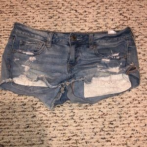 American eagle shorts, lace patterned pockets